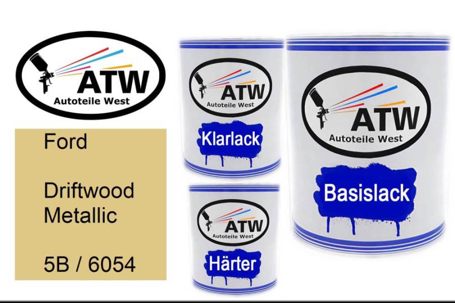 Ford, Driftwood Metallic, 5B / 6054: 1L Lackdose + 1L Klarlack + 500ml Härter - Set, von ATW Autoteile West.